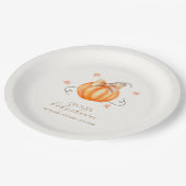 Assiettes En Carton Sweet Little Citrouille Bow Baby shower d'automne (Angle)