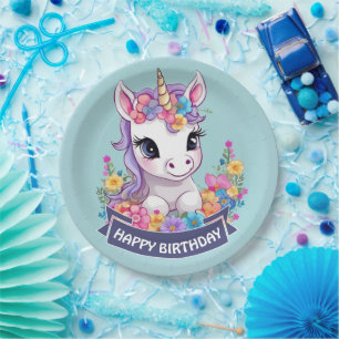 Assiettes En Carton Sweet Magique Baby Unicorn