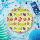 Assiettes En Carton Sweet Mix Motif de bonbons Jaune (Fête)