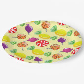 Assiettes En Carton Sweet Mix Motif de bonbons Jaune (Angle)