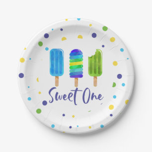 Assiettes En Carton Sweet One 1er anniversaire bleu vert Pop