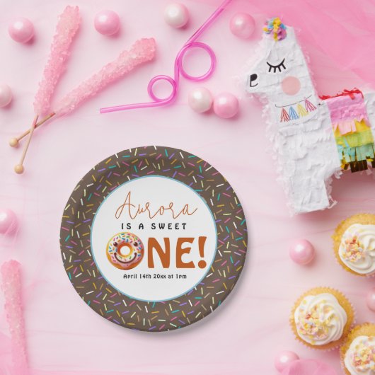 Assiettes En Carton Sweet One aquarelle mignonne beignets 1er annivers (Fête)