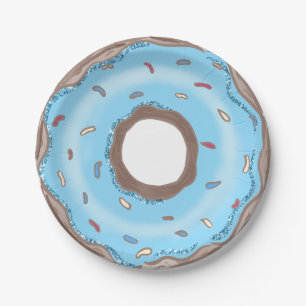 Assiettes En Carton Sweet One Boy Blue Donut Anniversaire