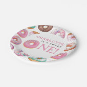 Assiettes En Carton Sweet One Donut Rose 1er fête d'anniversaire (Angle)