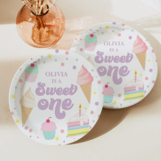 Assiettes En Carton Sweet One Ice Cream and Cake 1er anniversaire