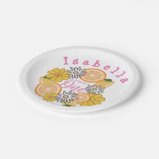 Assiettes En Carton Sweet One Lemon Premier Anniversaire (Angle)