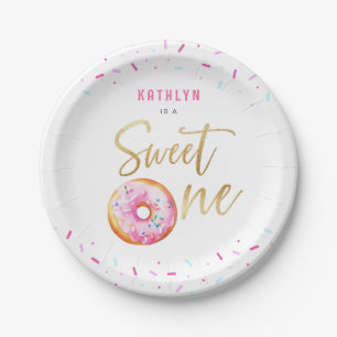 Assiettes En Carton Sweet One Rose Gold Donut Sprinkles Girl Anniversa