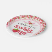 Assiettes En Carton Sweet One Strawberry 1er anniversaire 7" ronde (Angle)