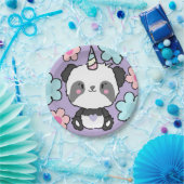 Assiettes En Carton Sweet Panda Unicorn Girls Rainbow Birthday (Fête)