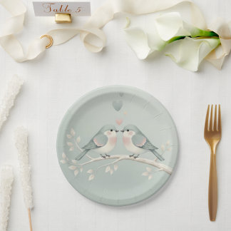 Assiettes En Carton Sweet Pastel Love Birds: Whimsical Valentine’s Day