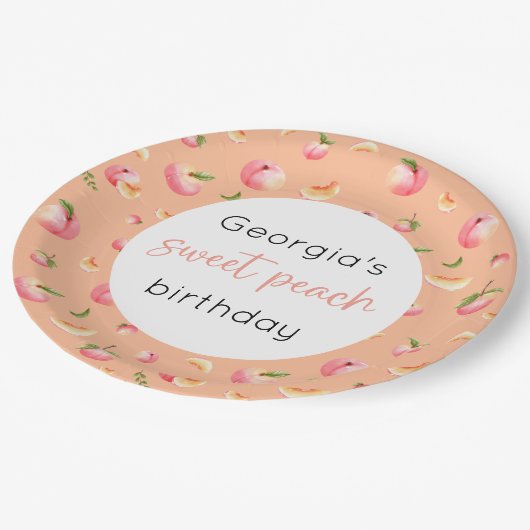 Assiettes En Carton Sweet Peach 1er anniversaire (Angle)