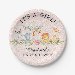 Assiettes En Carton Sweet Safari Animals Baby shower 7" Plaque