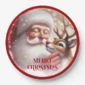 Assiettes En Carton Sweet Santa and Rudolph Kids Christmas Plates (Devant)
