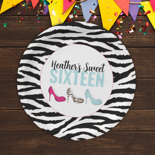Assiettes En Carton Sweet Sixteen Anniversaire Féminin Rose Chic Fanta