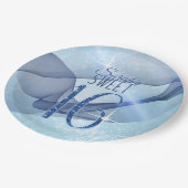 Assiettes En Carton Sweet sixteen bleu à percussion ID652 (Angle)