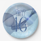 Assiettes En Carton Sweet sixteen bleu à percussion ID652 (Devant)