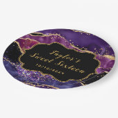 Assiettes En Carton Sweet sixteen d'agate des séquences violet foncé e (Angle)