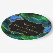 Assiettes En Carton Sweet sixteen d'Agate Peacock bleu et vert (Angle)