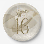 Assiettes En Carton Sweet sixteen d'éclaboussures Gold ID652 (Devant)