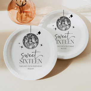 Assiettes En Carton Sweet sixteen Disco Ball 16ème anniversaire