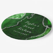 Assiettes En Carton Sweet sixteen en marbre vert et argenté (Angle)