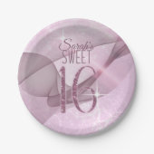 Assiettes En Carton Sweet sixteen étincelant ID652 rose orchidée (Devant)