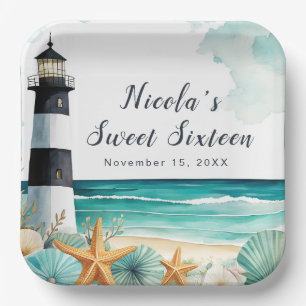 Assiettes En Carton Sweet sixteen phare Nautique Anniversaire