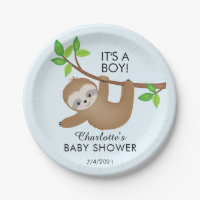 Sweet Sloth C'est un garçon Baby shower 7" Plaque