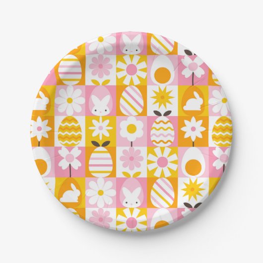 Assiettes En Carton Sweet Spring Easter Patchwork  (Devant)