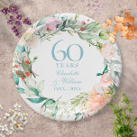 Assiettes En Carton Sweet Summer Roses Garland 60e / 75e anniversaire<br><div class="desc">Dotés d'une délicate guirlande florale d'aquarelle,  ces plaques botaniques chic 60ème / 75ème anniversaire mariage peuvent être personnalisées avec vos informations spéciales diamant ou platine anniversaire dans un élégant texte bleu diamant. Conçu par Thisisnotme©</div>
