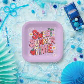 Assiettes En Carton Sweet Summer Time Coquette Strawberry Retro Beach (Fête)