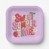 Assiettes En Carton Sweet Summer Time Coquette Strawberry Retro Beach (Recto)