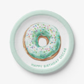 Assiettes En Carton Sweet Time Pastel Green Donut Anniversaire (Devant)