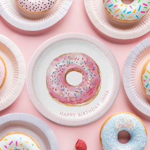 Assiettes En Carton Sweet Time Pastel Pink Donut Anniversaire