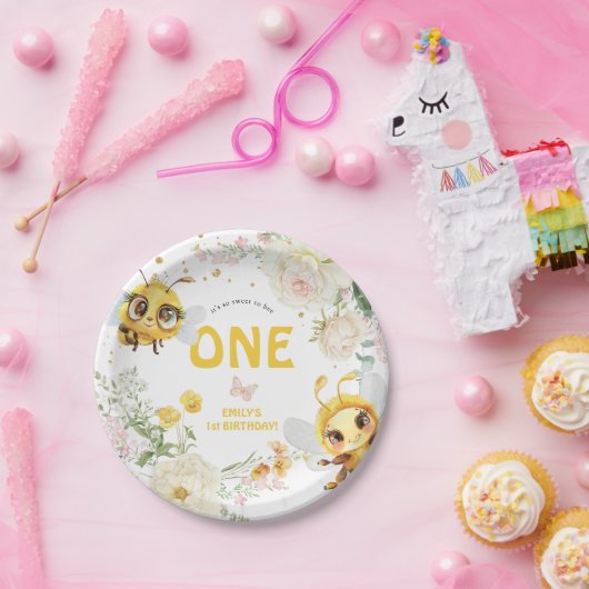 Assiettes En Carton Sweet to Bee ONE' 1er anniversaire (Fête)
