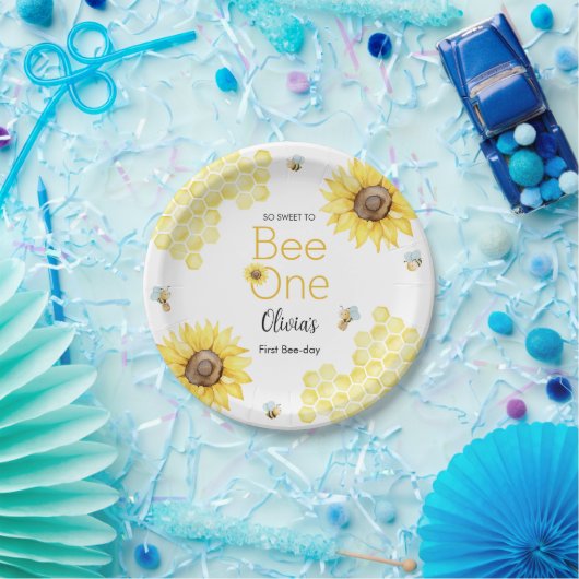Assiettes En Carton Sweet To Bee One First Bee Day Anniversaire (Fête)
