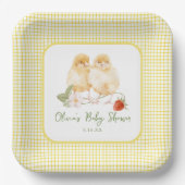Assiettes En Carton Sweet Watercolor Strawberry Chicks Baby Shower (Recto)
