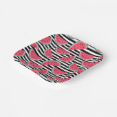 Assiettes En Carton Sweet Watermelon sur bandes Motif noir et blanc (Angulaire)