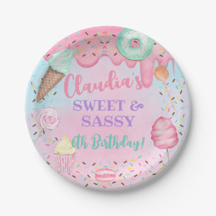 Assiettes En Carton Sweets Candy fille plaque de papier d'anniversaire
