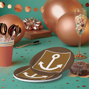 Assiettes En Carton SYMBOLE D'Ancre Nautique