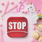 Assiettes En Carton Symbole d'arrêt rouge gras (Fête)