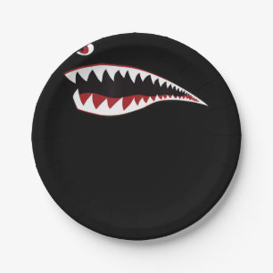 Assiettes En Carton Symbole d'art de la bouche de requin - Cadeau pour