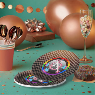 Assiettes En Carton Symbole de l'anarchie de genre, emblème sur damier