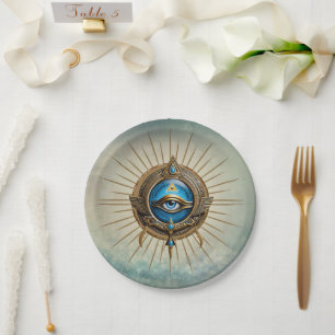 Assiettes En Carton Symbole de l'oeil allant égyptien,