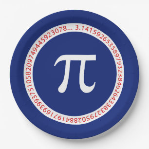 Assiettes En Carton Symbole de pi en cercle sur le bleu marine