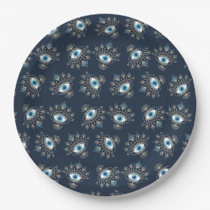 Assiettes En Carton Symbole de protection turc des yeux mal grecs déco