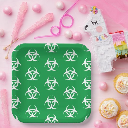 Assiettes En Carton Symbole de risque biologique (Fête)