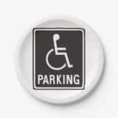 Assiettes En Carton Symbole de stationnement en fauteuil roulant (Devant)