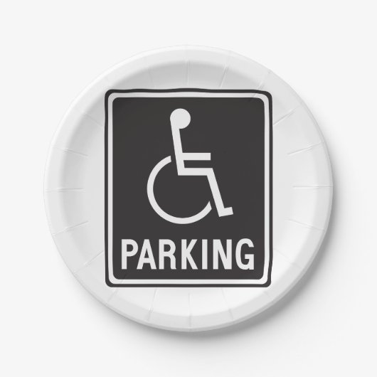 Assiettes En Carton Symbole de stationnement en fauteuil roulant (Devant)