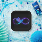 Assiettes En Carton Symbole d'infini néon avec colibri brillant (Fête)